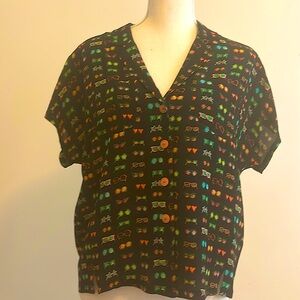 Black Silk Button Down Shirt from Anthropologie